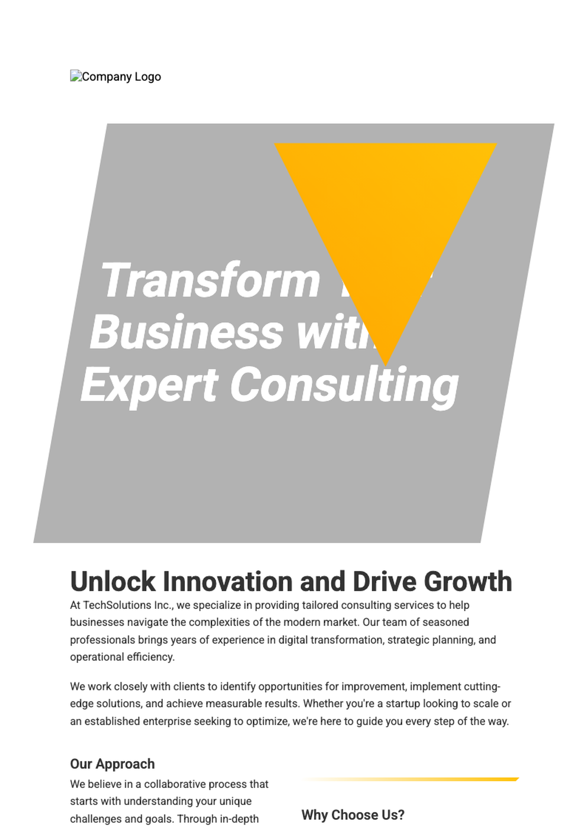 Modern orange and white geometric design template with placeholder text and logo space_variant_3